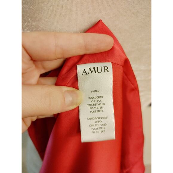 AMUR Deena One Shoulder Cut Out Hot Pink Satin Cocktail Dress $495 Sz 4 - Picture 6 of 8